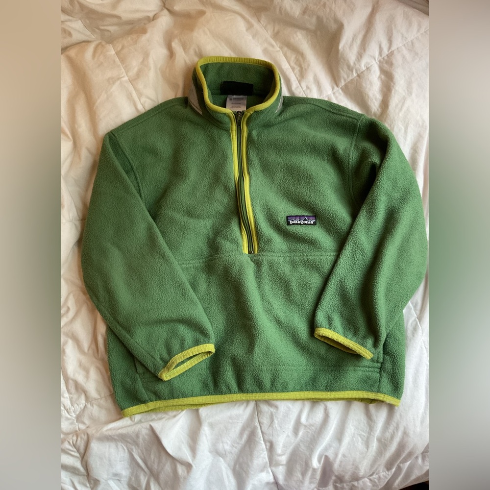 Green Kids Patagonia Fleece Half Zip